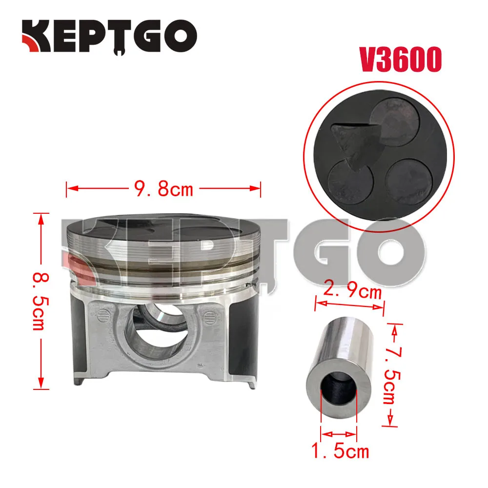 NEW V3600 4 Pcs Piston & Ring Set Kit For Kubota Engine