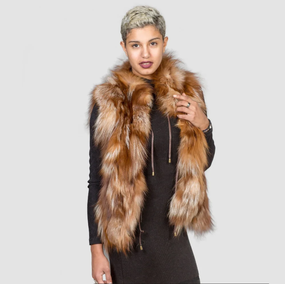 Genuine Silver Fox Fur Waistcoat for Ladies, 100% Fox Fur Vest, Warm Winter Fashion, European Street Style