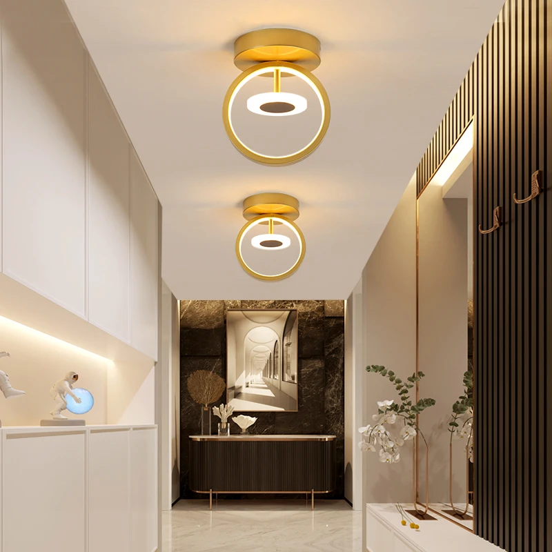 FKL Nordic Modern LED Ceiling Lamp Simple Golden Aisle Porch Cloakroom Bedroom Study Interior Decoration Ceiling Light image 2