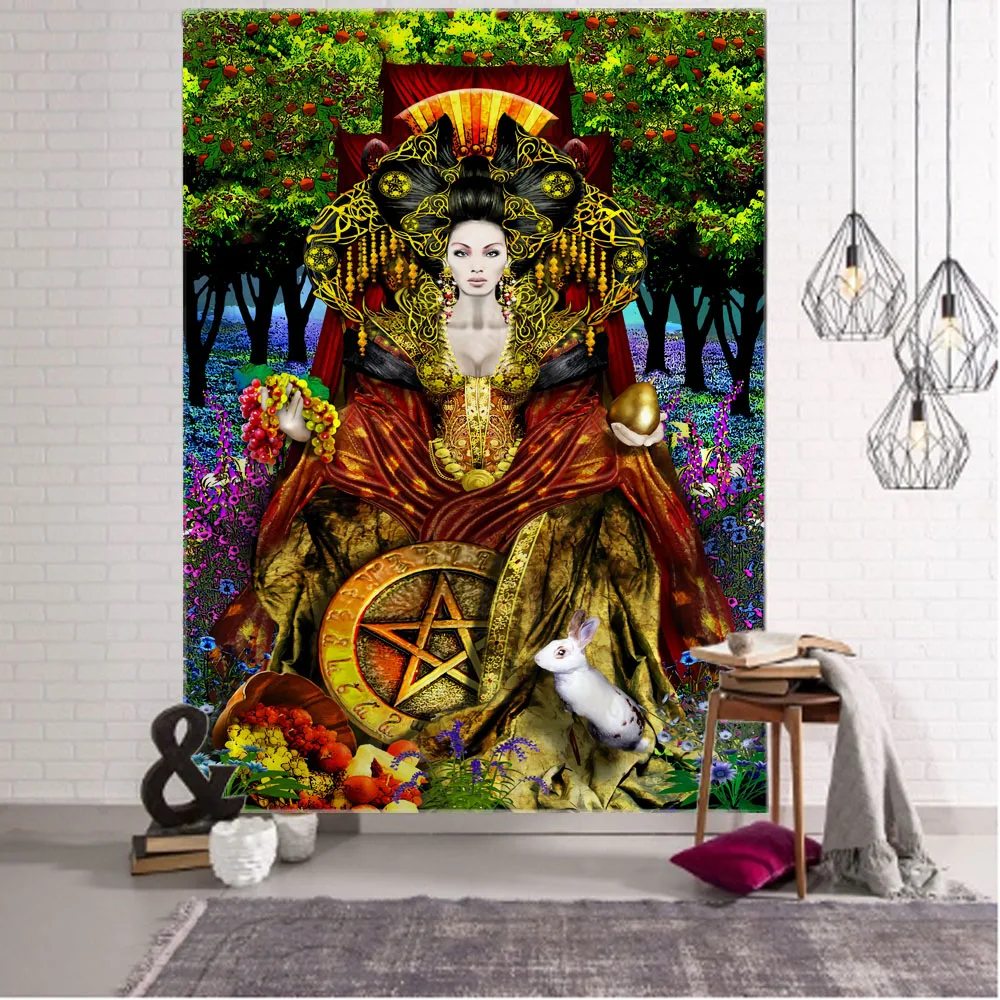 Tarot Card Divination Wall Tapestry Art Deco Blanket Curtain Hanging in Bedroom Living Room Decoration Mysterious Boho Style