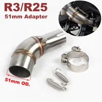 Slip-on para Yamaha R3 R30 MT03 R25 Exhuast tubo de enlace medio adaptador de silenciador de Escape tubo de conexión de 51mm