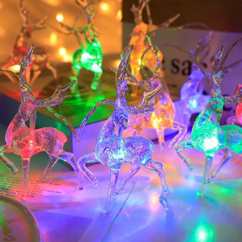 Deer LED String Light USB Battery Power Christmas LED Lamp String Deer renna Holiday festival decorazione per feste di natale 1.5m