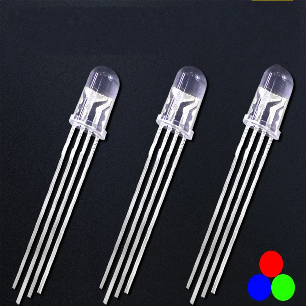 1000PCS 5mm full-color LED RGB red/green/blue Common Cathode/Anode Four feet transparent highlight color light F5 diode colorful