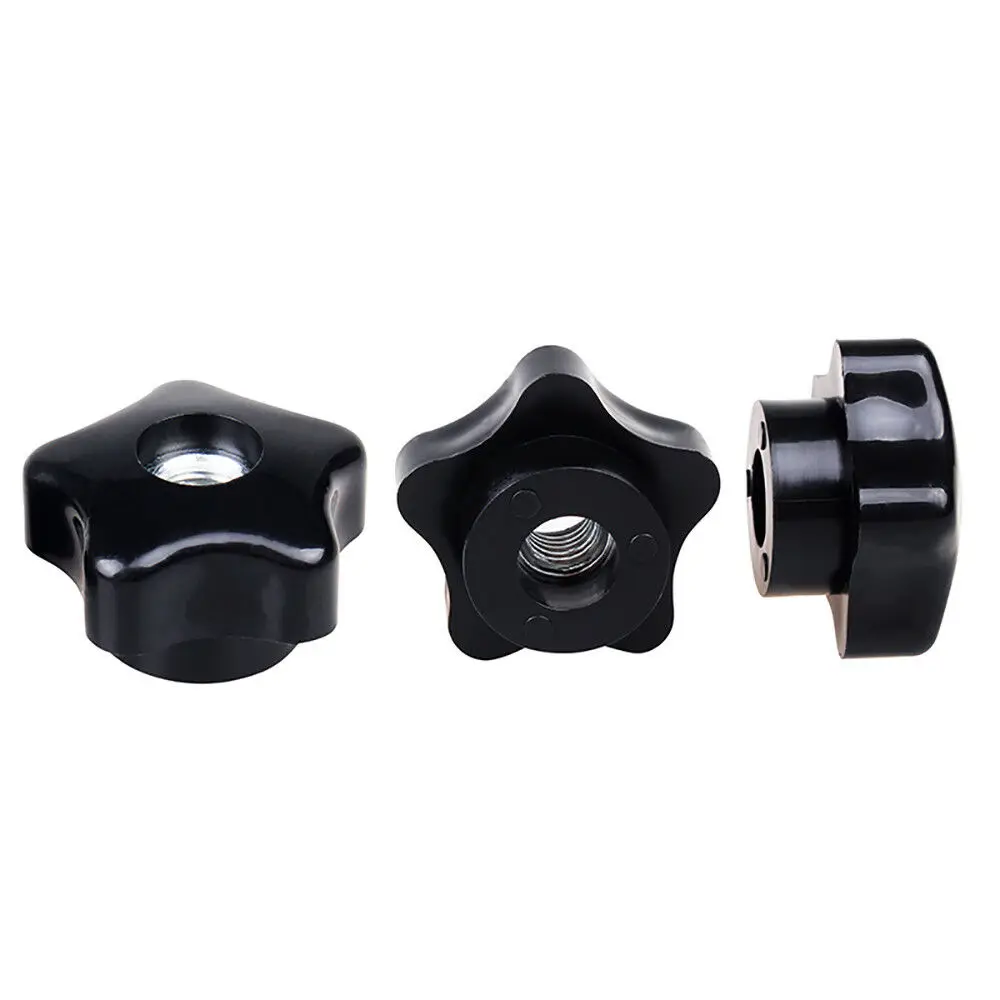 2Pcs M8 Plum Bakelite Hand Tighten Nuts Handle Star Mechanical Black Thumb Nut 39OD