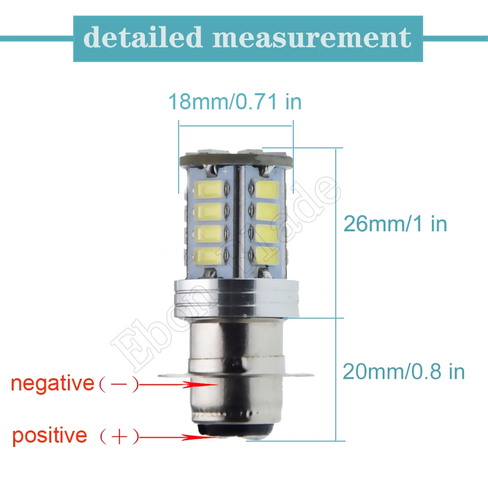 1x P15D LED Motorcycle Headlight Bulb 5630 H6M 26SMD High Low Bixenon Beam Accessories Motorbike ATV Head Lamp 6V 12V 24V 30V DC