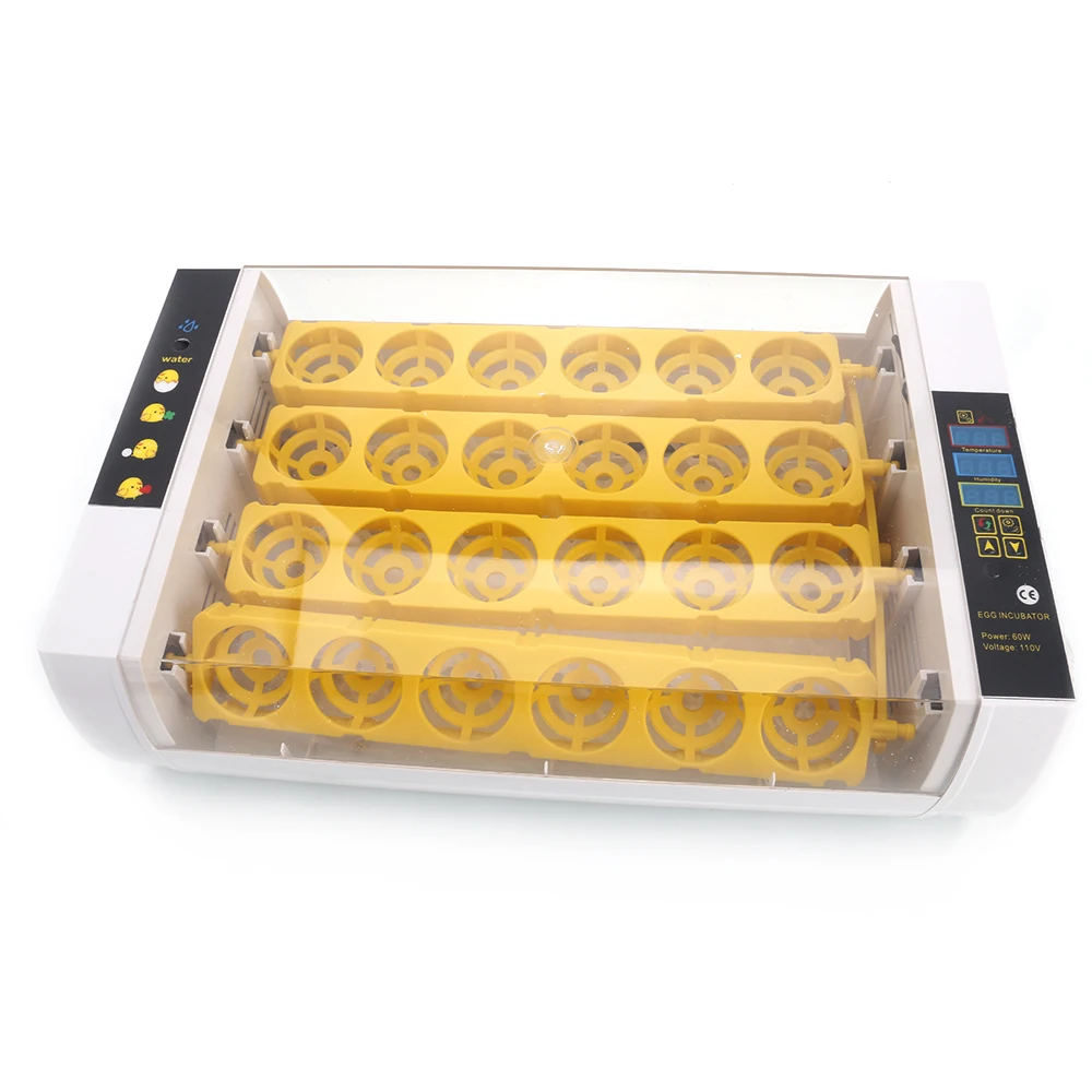 

24-Egg Poultry Incubator Full Automatic Yellow&Transparent for Quail Goose Chicken Duck Pigeon Sparrow Snake Tortoise Etc[US-W]