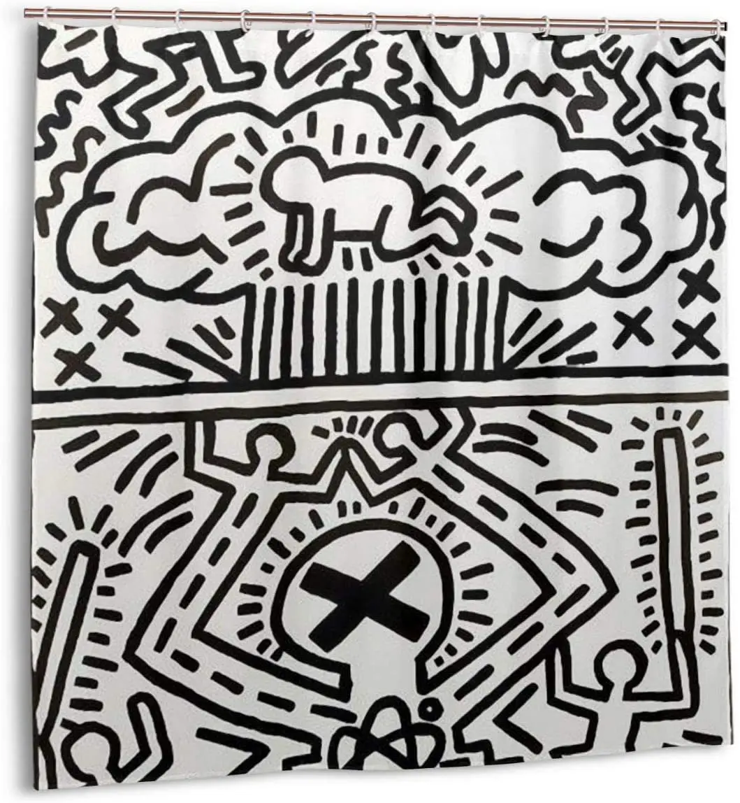 Artwork Haring Pop Art Shower Curtain Waterproof for Bathroom