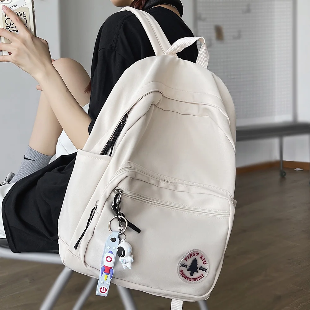 Lady Student Travel Bag Fashion Solid Color Female Laptop Teenage Backpack Cool Girl Cute College Bag Women Kawaii Book Backpack