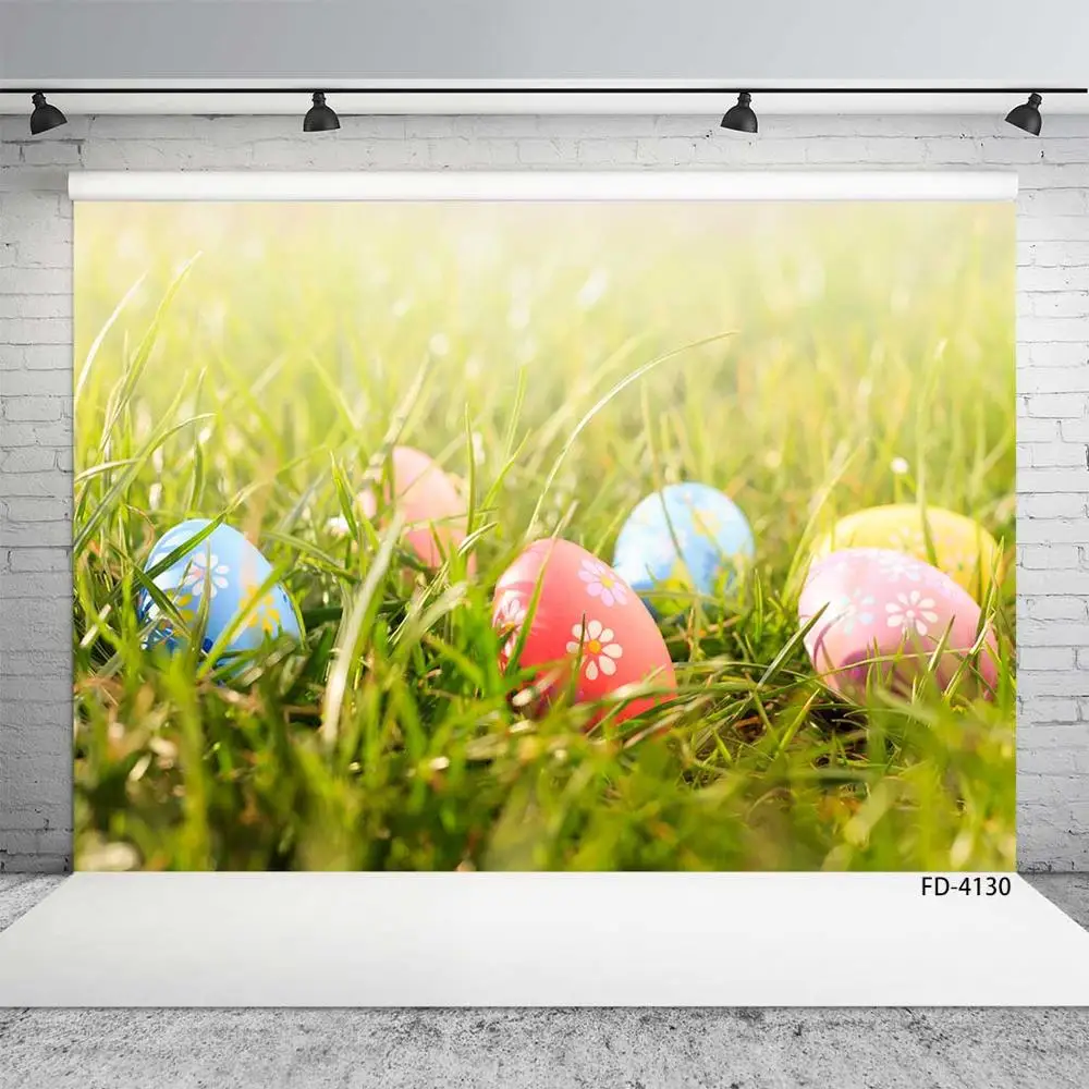 Easter Eggs Grassland Bokeh Photographic Backgrounds Vinyl Cloth Backdrops for Baby Children Home Party Photophone Photo Studio