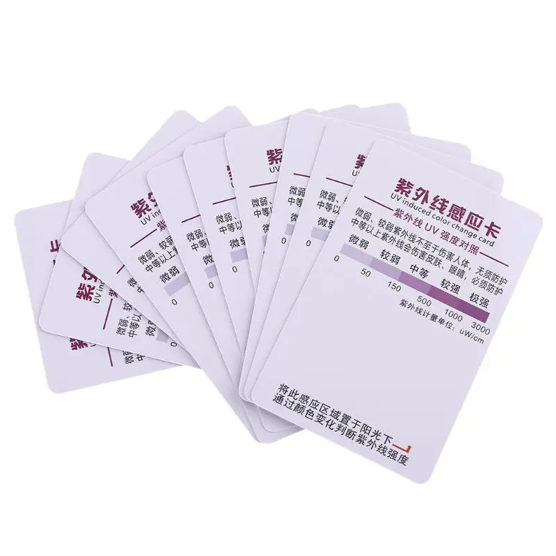 10 Pçs/set Luz UV Cartão de Teste de Papel de Teste de Vida Útil Da Lâmpada UVB Réptil Terrário Luz Do Sol Ao Ar Livre UV Cartão De Teste