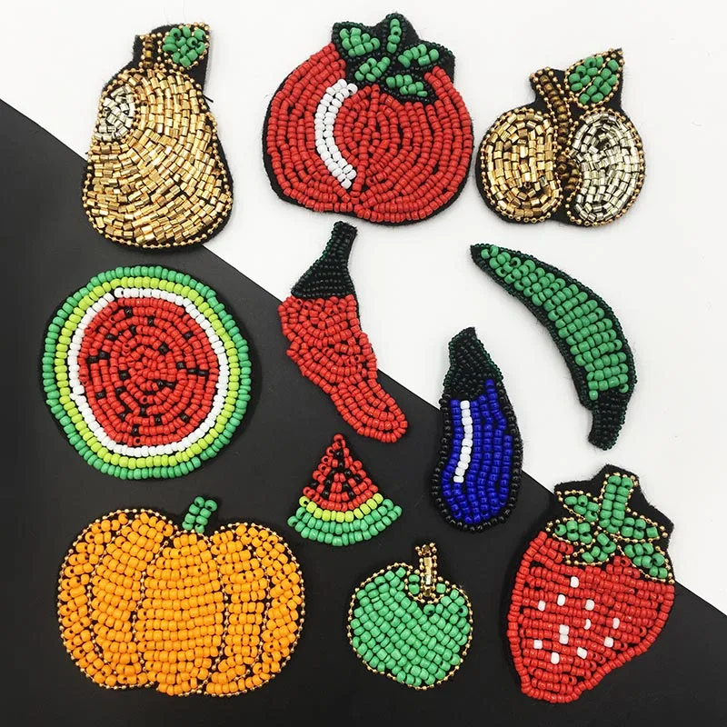 5 pz/set frutta verdura Fatti A Mano di strass in rilievo patch per abbigliamento FAI DA TE di patch applique decorativo Distintivi E Simboli