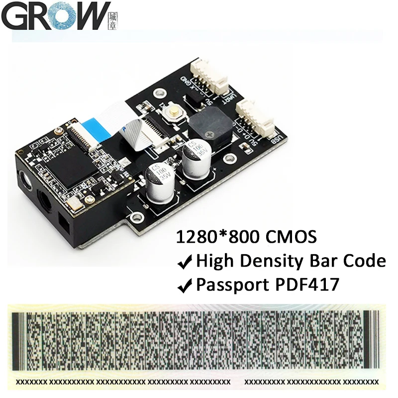 GROW GM69 1280*800CMOS czytelny kod kreskowy o wysokiej gęstości 1D 2D USB UART PDF417 czytnik modułu skanera kodów kreskowych Qr
