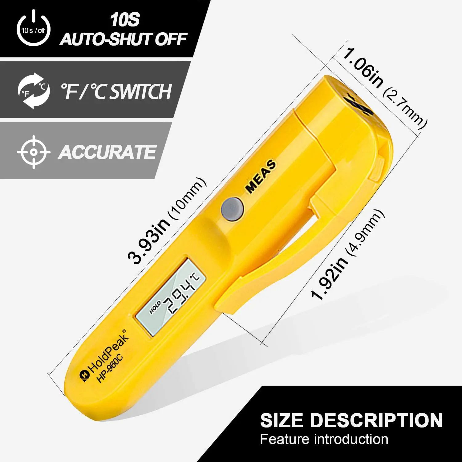 HoldPeak HP-960C Pen Type Portable Digital Non-Contact Infrared Thermometer Mini Tester Laser Temperature Instrument