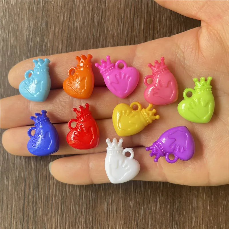 JunKang 50pcs mixed batch of colorful various hollow peach heart pendants DIY handmade jewelry handicraft connector