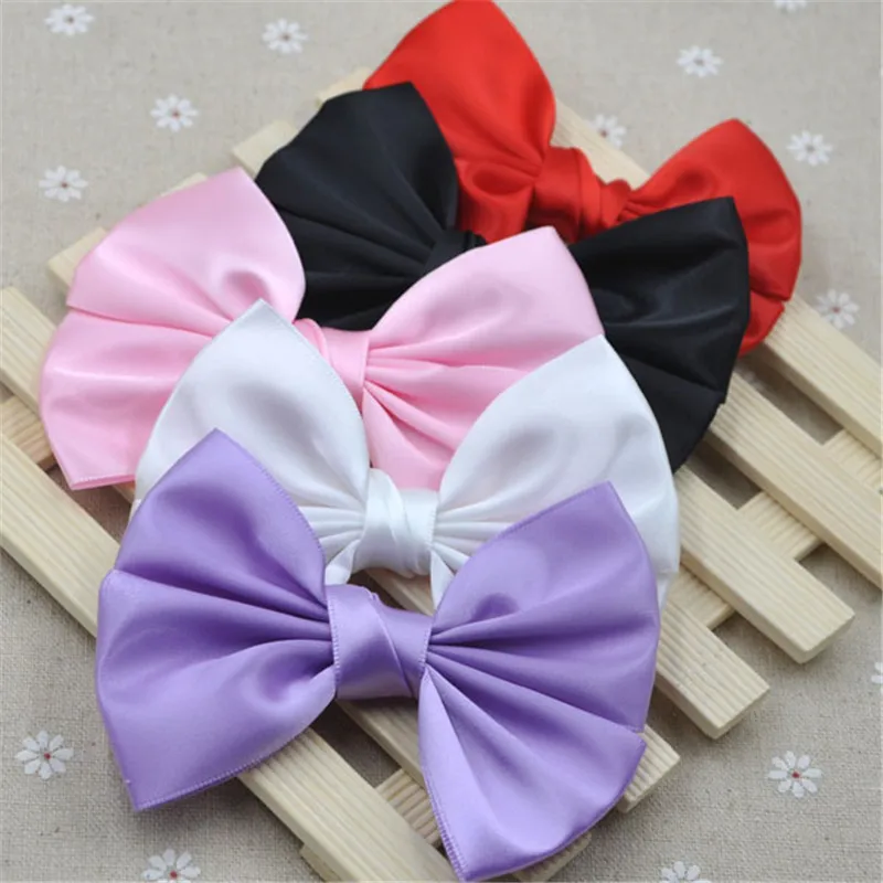 10pcs Big Satin Ribbon Bows Wedding Appliques Sewing Handmade Flowers B156