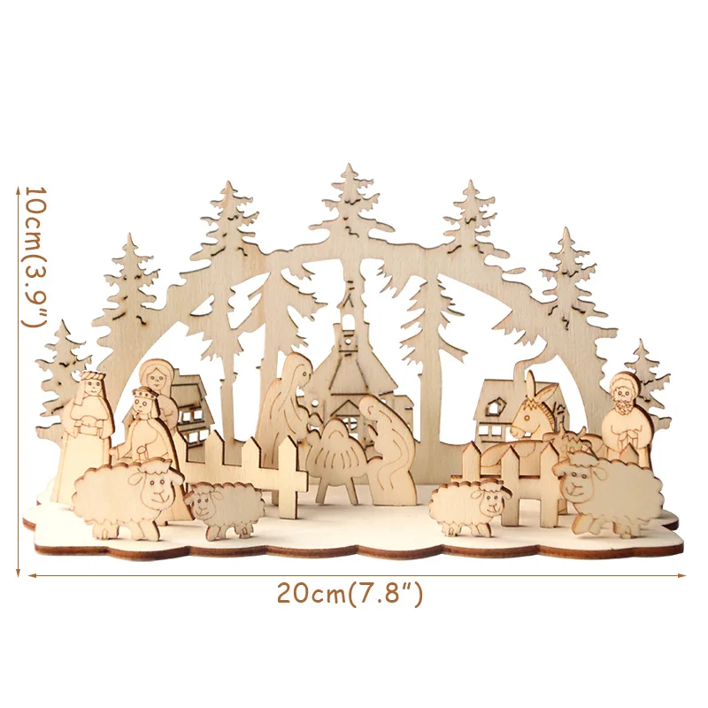 Christmas Wooden DIY Wood Desktop Ornaments Christmas Decoration for Home natal krest navidad 2021 Wood Craft for Xmas new Year