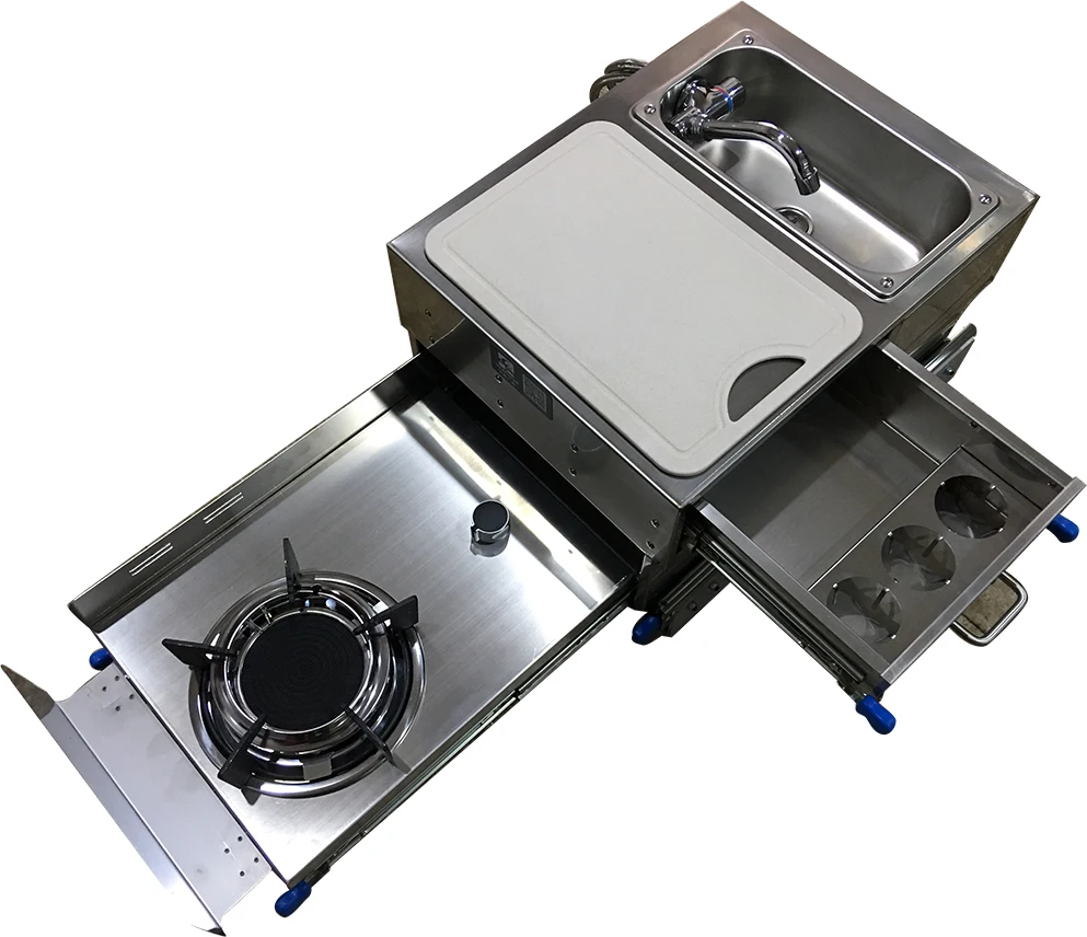 580*390*310 مللي متر الفولاذ المقاوم للصدأ سحب نوع 1 الموقد الغاز طباخ مع بالوعة قارب قافلة RV تخييم