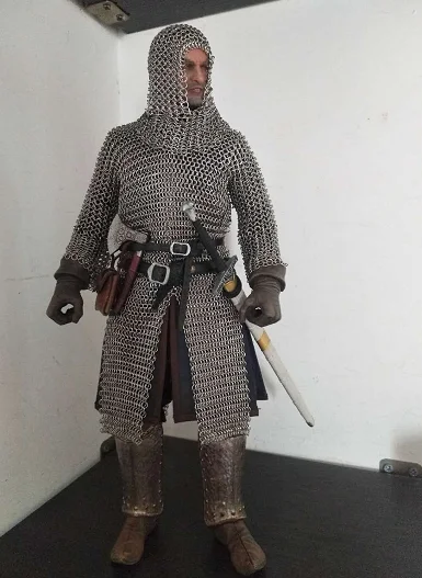 1:6 Scale Soldier DIY Custom Stainless Steel Chain Mail Leg Armor Model for 12\