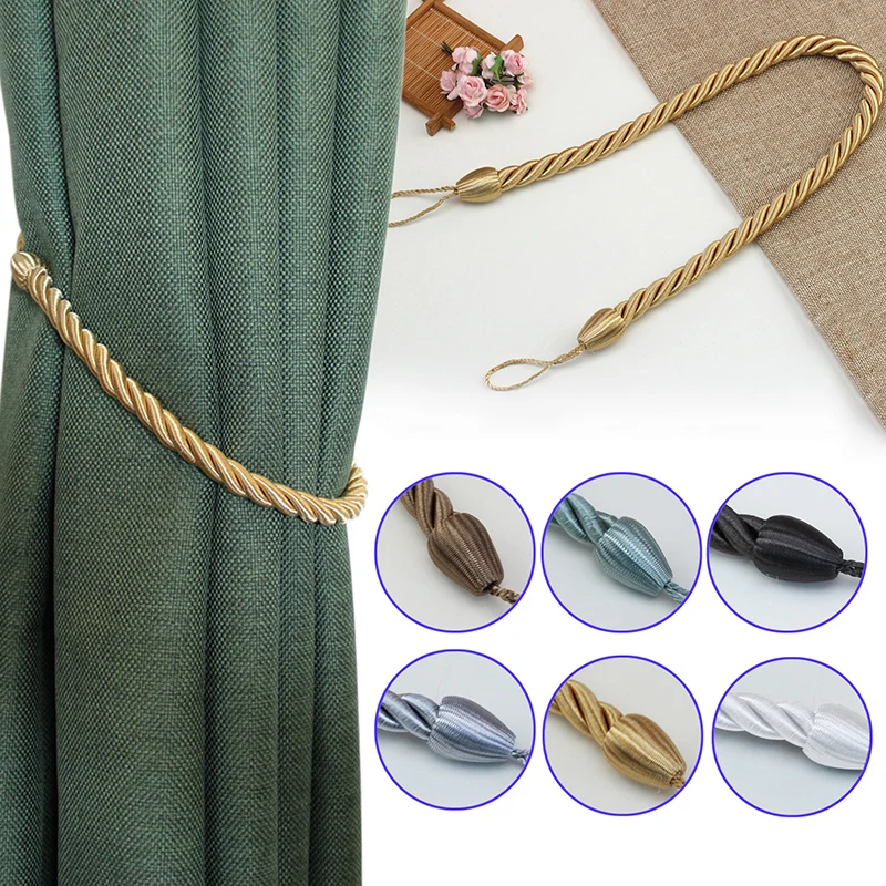 1Pc Handmade Curtain Tieback Gold Weave Curtains Holder Buckle Rope Curtain Clip Tie Backs Hanging Belts Rods Room Accessories