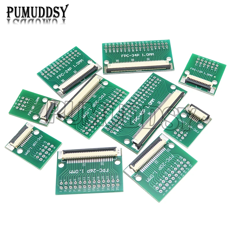 FPC FFC 0.5MM 1.0MM Pitch Conversion Board DIY PCB Board 6P~60P 6 8 10 20 24 26 30 34 40 50 60 P Connector For Cable Transfer