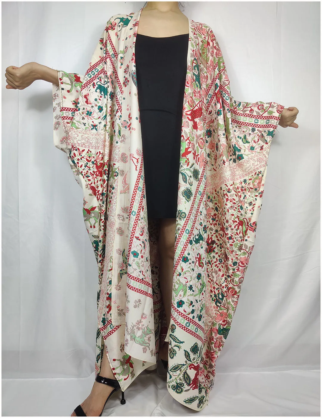 

2021 Plus Bohemian Printed Open Side American Summer Swimming Kimono For Lady Middle East Ramadan Holiday Kaftan Clothes