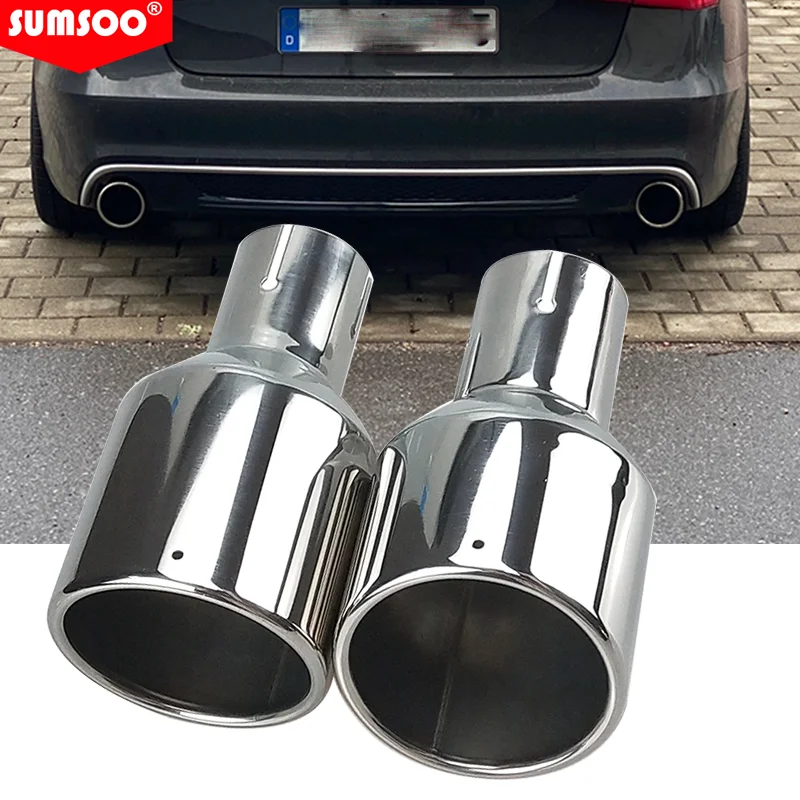 

genuine SUMSOO 114mm outlet Universal modification Car Accessories silver Curly Flange Muffler exhaust Stainless Steel Tip