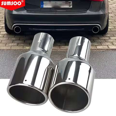 genuine SUMSOO 114mm outlet Universal modification Car Accessories silver Curly Flange Muffler exhaust Stainless Steel Tip