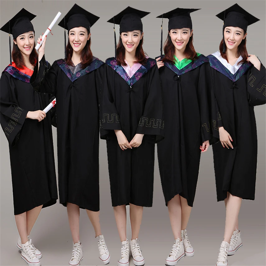 6 Stijl University Graduation Gown Student Hoge School Uniformen Klasse Team Wear Academische Jurk Voor Volwassen Bachelor Gewaden + Hoed set