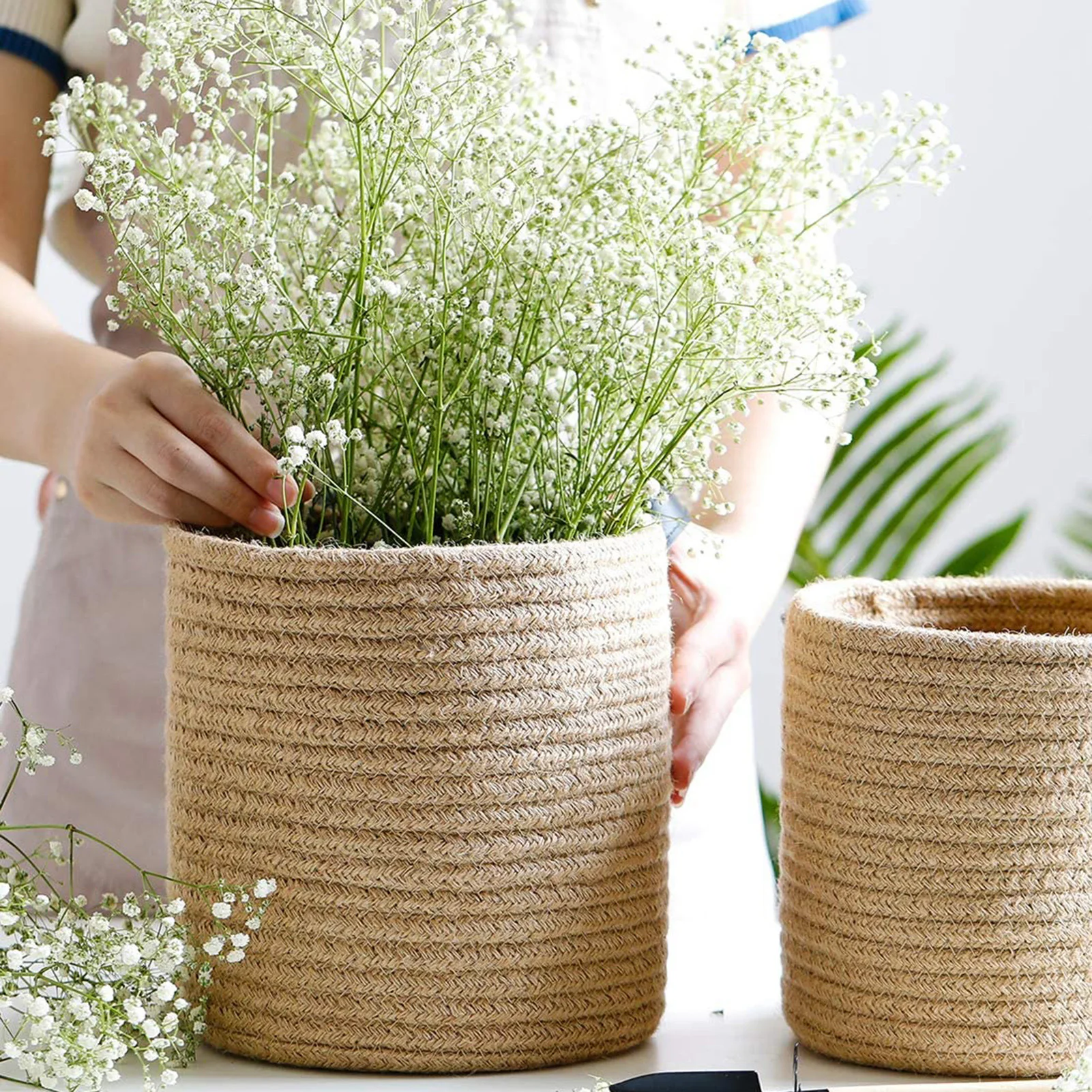 Cotton Rope Woven Hanging Basket Multi-purpose Woven Basket Rattan Wall Hanging Basket Store Keys Wallets Chic Home Decoration