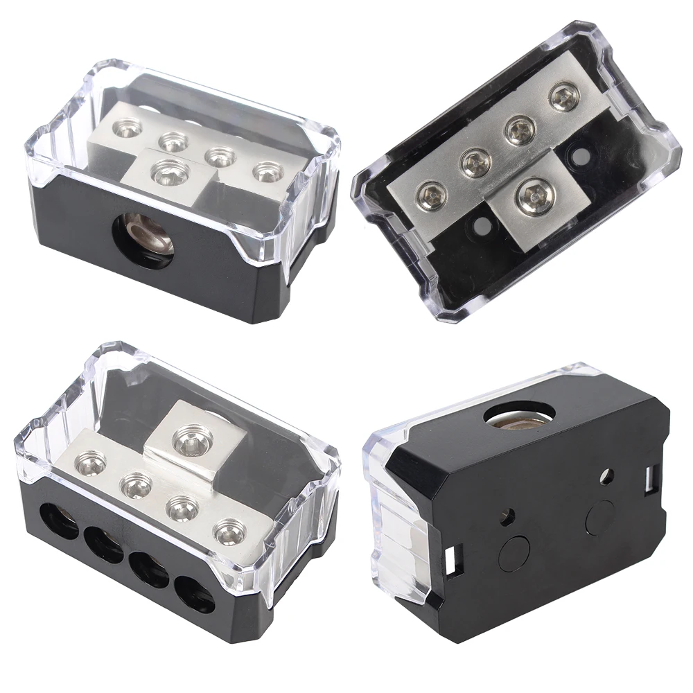 4 Way Ground Box Multi-functional for Car Audio Stereo Amplifier Auto Junction Box 4GA Out Distribution Blocks