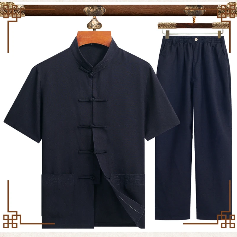 Vintage Men Uniform Autumn New Kung Fu Set Chinese Style Wu Shu Suit Cotton Linen Tai Chi Clothing High Quality 3XL