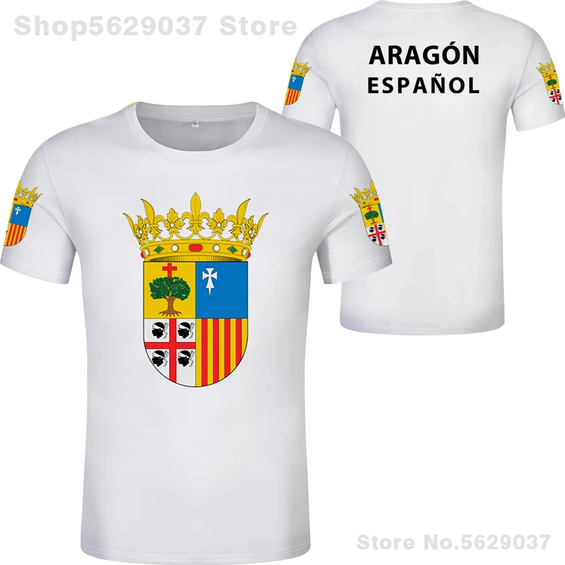 Aragon Shirt Free Custom Made Name Number Zaragoza T-shirt Print Text Word Teruel Huesca Spain Alagon Spanish Black Blue Clothes