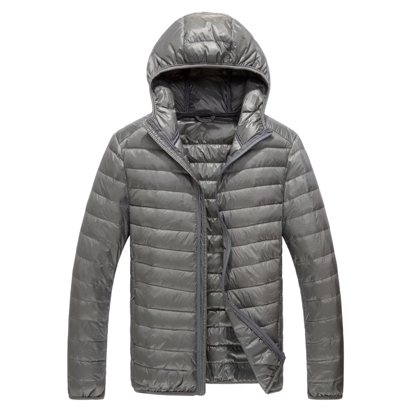 Veste en duvet à capuche pour hommes, couleur Pure, haut de gamme, à la mode, avec plumes, pardessus léger, pour Boutique d'hiver