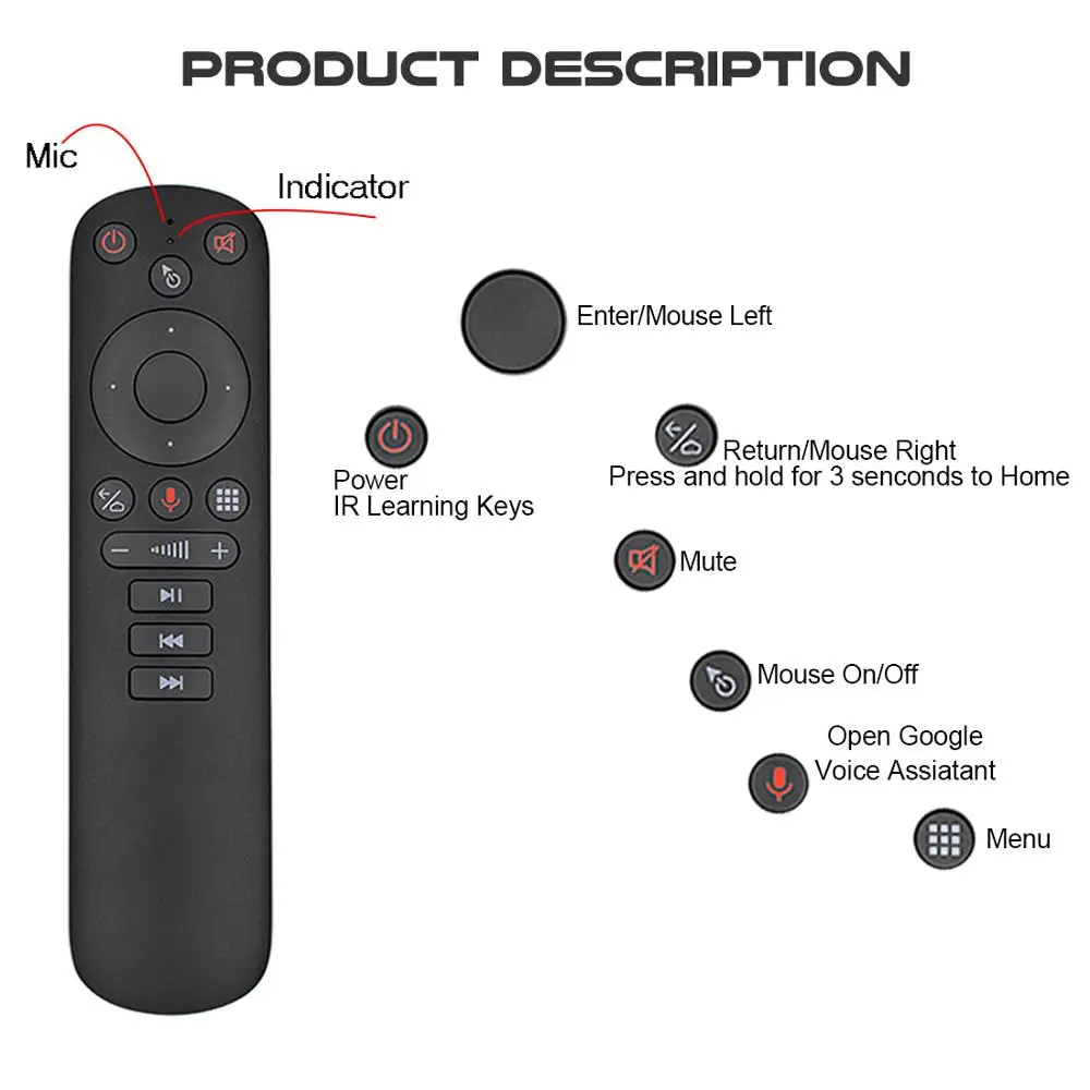 G50S Wireless Fly Air Mouse Gyro Voice 2.4G USB IR learning Remote Control G50 for Smart Android tv universal devices vs G20 G30