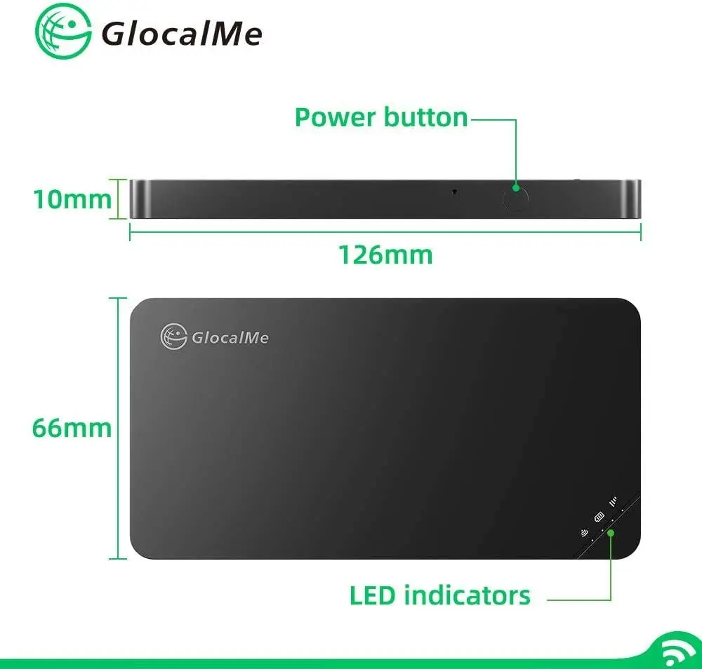 GlocalMe U3 블랙 모바일 전세계 고속 와이파이 핫스팟, 글로벌 데이터 로밍 없음, 국제 포켓 MIFI 4G 핫스팟