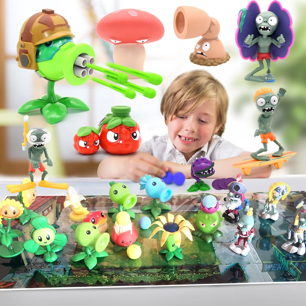 1pcs PVZ PLANTS VS ZOMBIES 2 Peashooter Gatling Pea Shooter PVC Action  Figure Model Toy Dolls Shooting Toy Kids Gifts For boys - AliExpress