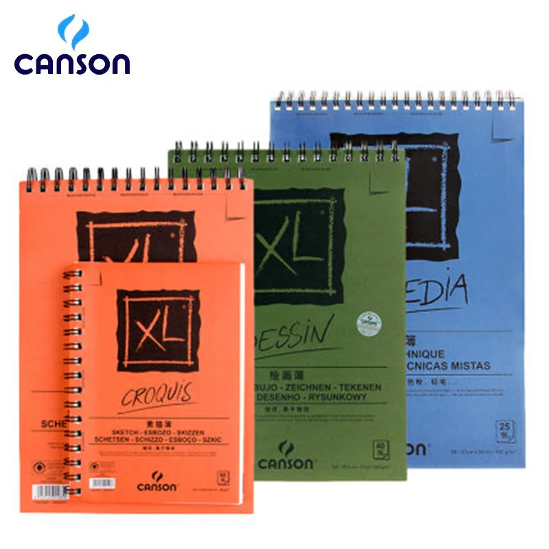 CANSON XL Series Creative Painting Book 16K/8K/A4/A3 Sketch/Marker/Acrylic/Watercolor/Pencil/Toner Stick Book Kraft Paper Book