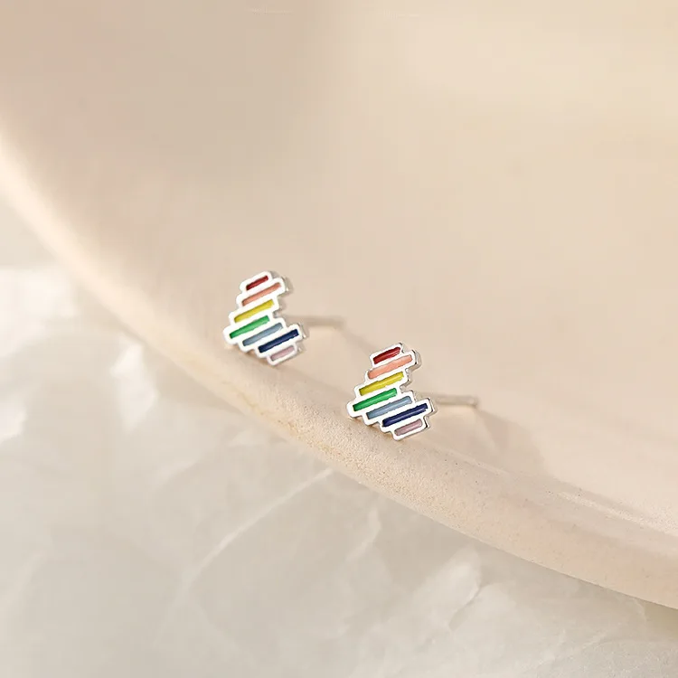REETI 925 sterling silver Heart color Stud Earrings for Women Elegant Wedding Jewelry pendientes mujer moda 2019 Brincos