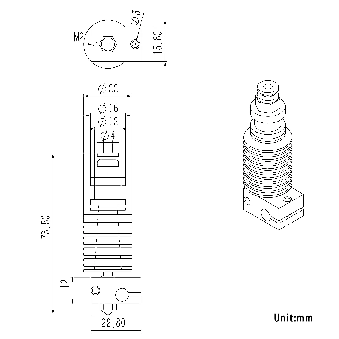 Neue verbesserte V6 Hotend Kit 1,75mm 12V/24V Bowden Extruder Druckkopf Fern Fern J-kopf für E3D PT100 3D Drucker Teile – Detail 2
