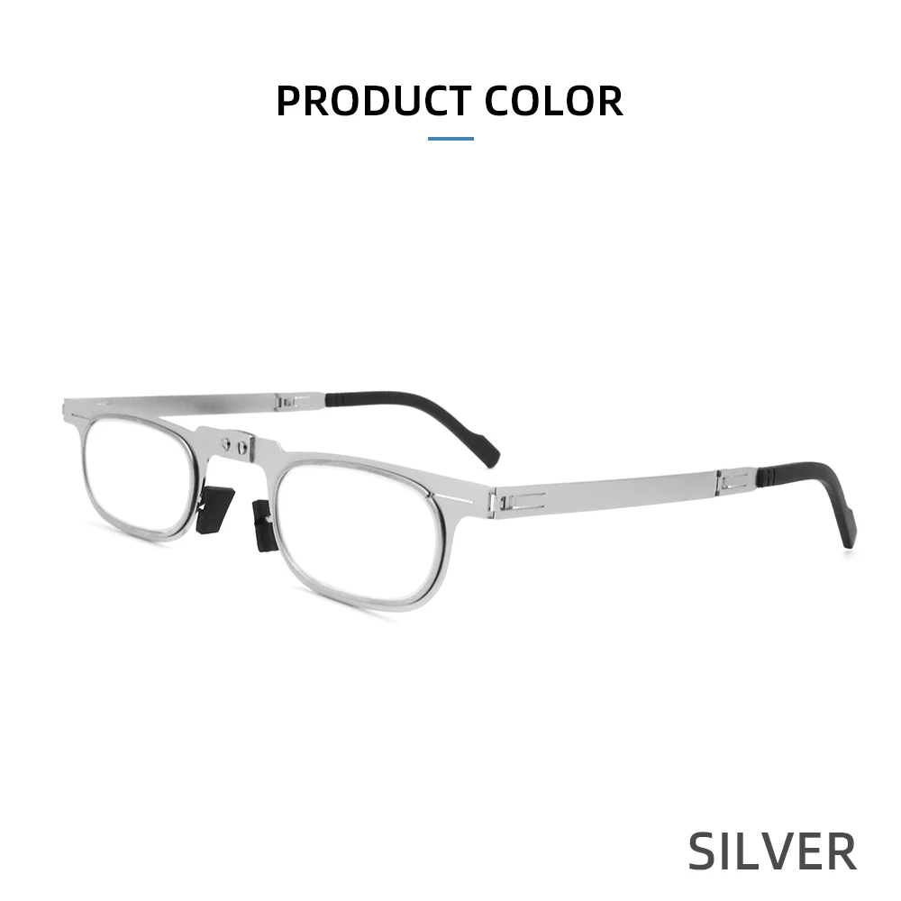 IENJOY Stainless Steel Reading Glasses Blue Light Blocking Eyeglasses Men Presbyopia Glasses Foldable Mini Eyeglasses Frame