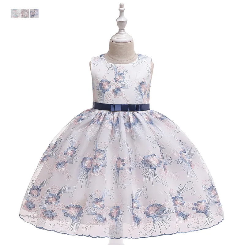 2021 New Girl Embroidery Dress Fresh Flower Princess Skirt Wedding Dress Bow Lace 61 Performance Dress