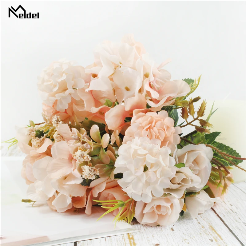 Künstliche Blumen Rose lavendel Hydrangea Daisy Herbst Hybrid Bouquet für Home Hochzeit Weihnachten Decor Herbst Silk Gefälschte Blume