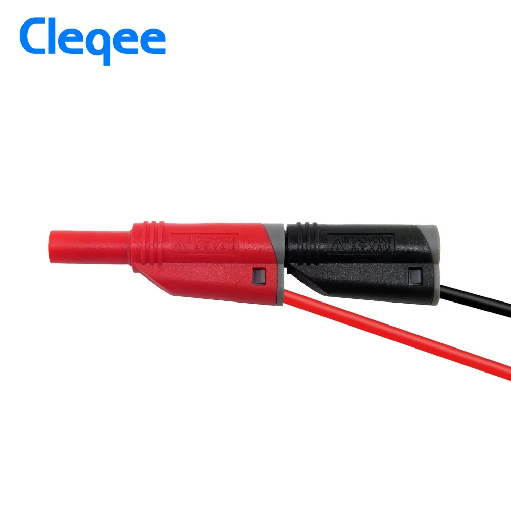 Cavo maschio impilabile sicuro 14AWG 1000V/10A della spina 1M del cavo molle del Silicone del cavo della prova della spina della Banana di Cleqee P1050-1 4mm