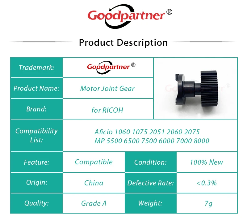 10X A229-3243 A2293243 Motor Joint Gear for RICOH MP5500 MP6500 MP7500 MP6000 MP7000 MP8000 MP6001 MP7001 MP8001 MP9001 MP6002