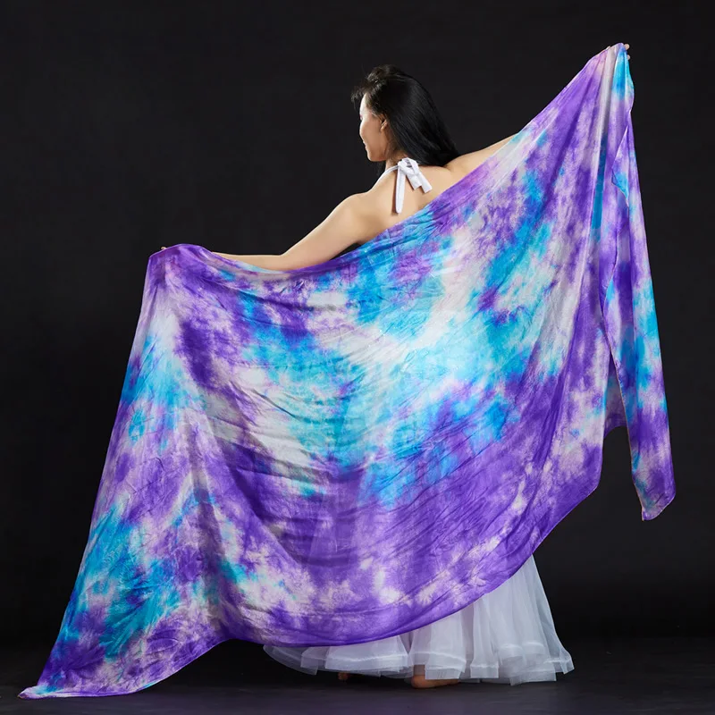 Stage Performance Dancewear Accessories Tie Dye Light Texture Veil Shawls Women Scarf Costumes Belly Dance Silk Veils 250*110cm