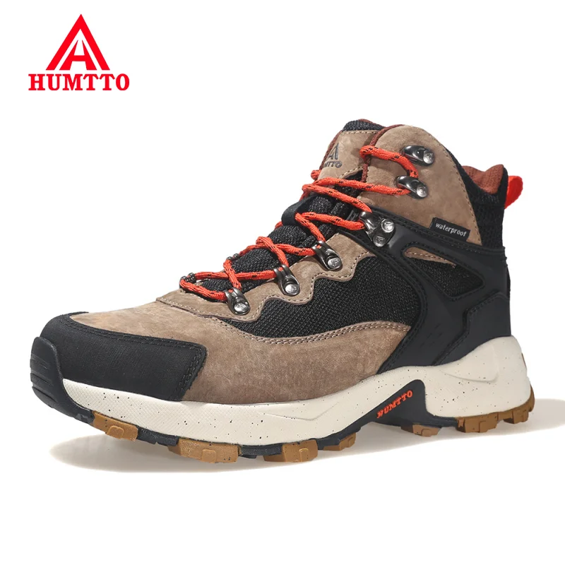 

HUMTTO Leather Hiking Boots Waterproof Climbing Sneakers for Men 2021 Sport Hunting Trekking Shoes Breathable Outdoor Shoes Mens