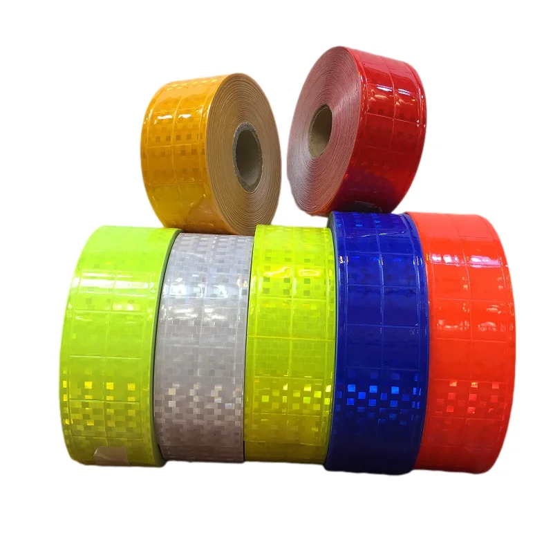 Hoge Licht Knipperend Fluorescerende Greenreflective Pvc Tape Voor De Kleding Reflecterende Vest Strip Pvc Reflecterende Materiaal