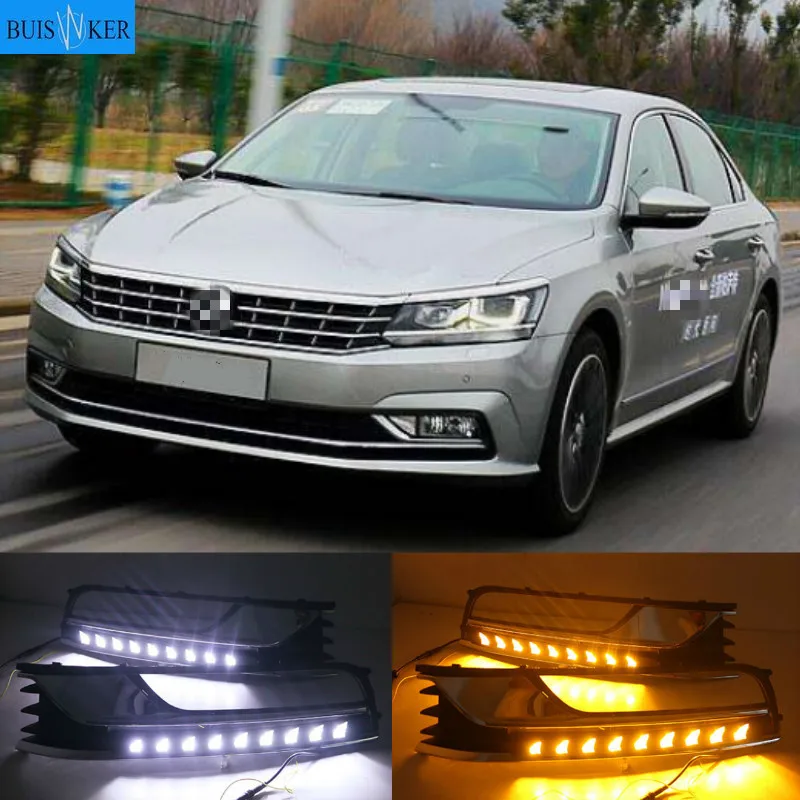 LED DRL daytime running light fog lamp for Volkswagen VW Passat B7 2012-2015, wireless switch control, dim control, turn signal