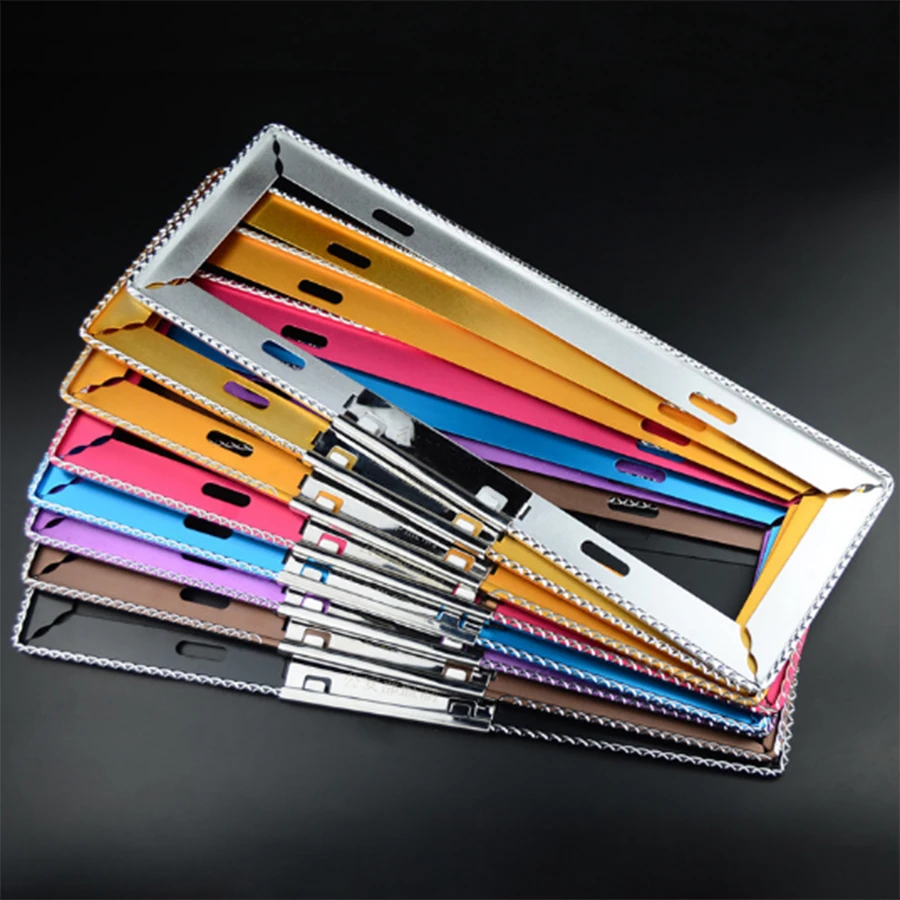 2 قطعة حامل لوحة رقم ترخيص السيارة العالمي بلينغ الألومنيوم إطار لوحة رقم السيارة الولايات المتحدة الأمريكية حامل لوحة رقم المرور الجديد #2