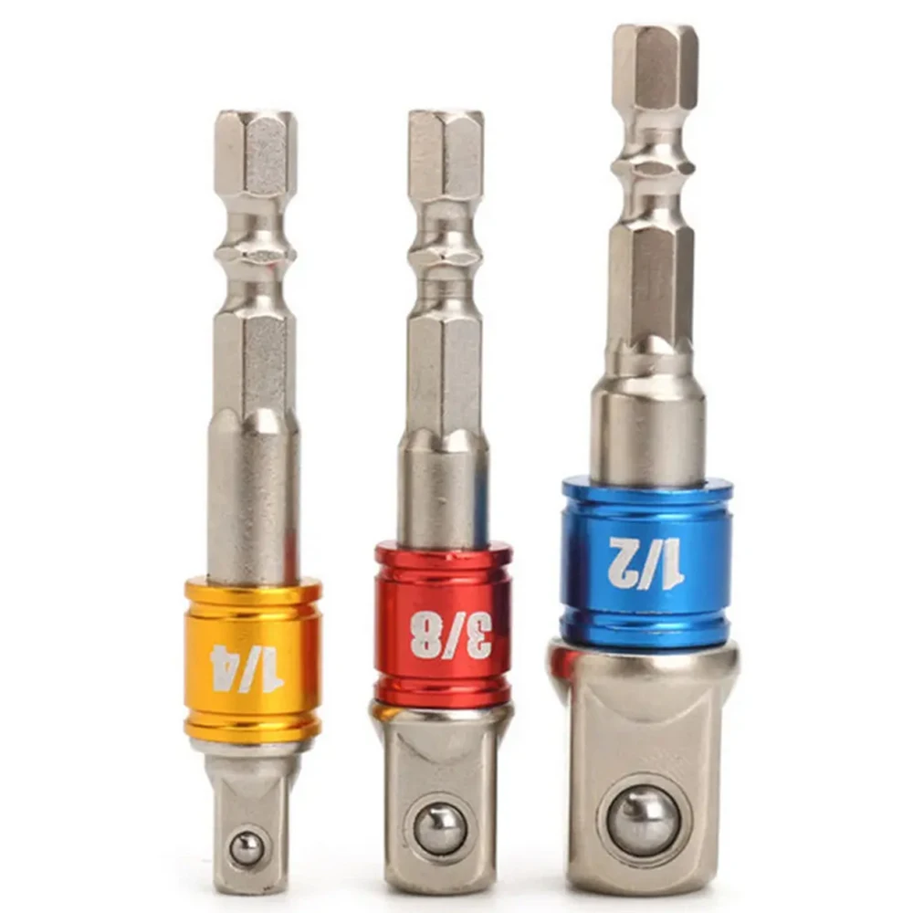 WENXING 3pcs di Alimentazione Conducente Cacciavite Presa Adattatore Po Trapano Dado Driver 1/4 "3/8" 1/2 "Esagonale Gambo barra di Estensione di alimentazione Adattatore